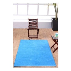 Cotton Chenille Plain Rug Blue - Floor Rugs