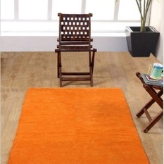 Chenille Plain Rug Orange - Floor Rugs