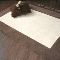 Wool Rug With Tufted Border Chocolate & Cream - Floor Rugs