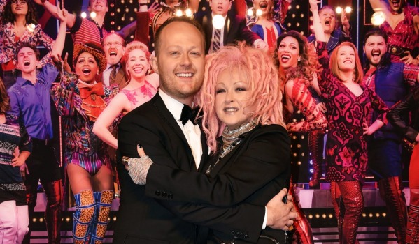 Australian theatre producer Michael Cassel with Cyndi Lauper and the cast of 'Kinky Boots'.