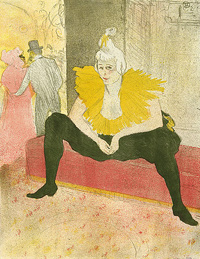 Henri de Toulouse-Lautrec La Clownesse assise: Mademoiselle Cha-u-ka-o [The seated clown: Mademoiseille Cha-u-ka-o] 1896 colour lithograph National Gallery of Australia, Canberra