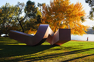 image: Clement Meadmore 'Virginia' 1970-73 cor-ten steel, mild steel, rust patina Collection of the National Gallery of Australia © Clement Meadmore, 1970-73/VAGA. Licensed by VISCOPY, Sydney 2003