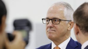 Prime Minister Malcolm Turnbull visits the Rode factory in Burwood, Sydney. 24 February 2017 Photo: Janie Barrett