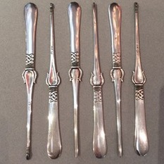 Georg Jensen Sterling Silver "Nordic Pattern" Lobster Picks by Johan Rohde Very - Serveringbestik