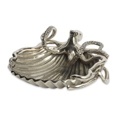 Culinary Concepts - Aluminum and Nickel Plated Serving Dish With Octopus and Shell Motif - Tableware