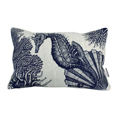 Cream Cornwall - Cream Cornwall Seahorse Cushion, Indigo - Tableware