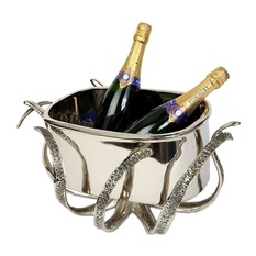 Culinary Concepts - Aluminum and Nickel Plated Champagne Ice Bucket With Octopus Motif - Tableware