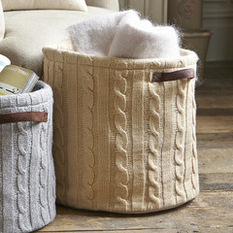  - Sand Knitted Tote - Storage Baskets