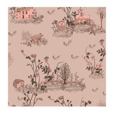 Anstey Wallpaper - Brown and Pink Magnetic Woodlands Wallpaper - Wallpaper