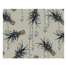 Petronella Hall - Petronella Hall Pineapple and Petals, Driftwood Taupe, Per Metre - Wallpaper