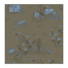 Anstey Wallpaper - Khaki Blue Magnetic Woodlands Wallpaper - Wallpaper
