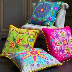  - Felt Embroidered Gypsy Cushions - Scatter Cushions