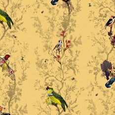  - Birds n Bees Wallpaper - Ochre - Wallpaper