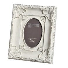 HILL 1975 - Hill Interiors Ornate Oval Photo Frame, Antique White, Small - Picture Frames