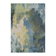 Mallawi Blue Green Overdyed Egyptian Rug - Floor Rugs