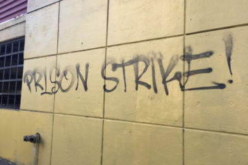 Graffiti from a solidarity action in Oakland, California (Photo by @lrsphm)