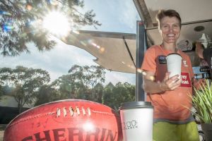 Jessica Bibby at her coffee cart in Canberra.