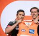Giants coach Leon Cameron with number-five pick Will Setterfield at last year's draft. 