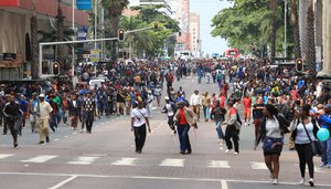 A peace march against xenophobia takes place in Durban, South Africa, Thursday, April 16, 2015.