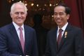 Prime Minister Malcolm Turnbull with Indonesian President Joko Widodo, who is driving a massive five-year infrastructure ...