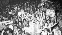 Abba fans await the band's arrival at Sydney's Sebel Townhouse in February 1977.