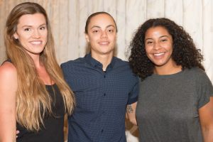 Maddison Allen, Jazmon Gwathmey and Janelle Adams of the Canberra Capitals at a dinner in the Casino's Natural 9 Photo ...