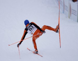 Venezuela's Adrian Solano competes during the men's cross country sprint qualification at the 2017 Nordic Skiing World Championships in Lahti, Finland