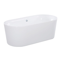 Maykke - Dewey Oval Freestanding Acrylic Bathtub, White, 59" - Bathtubs