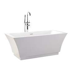 HelixBath Pergamon Freestanding Acrylic Bathtub 59" White w/ Overflow - Bathtubs