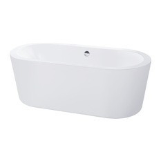 Maykke - Harrow Oval Freestanding Bathtub, White Acrylic, 59" - Bathtubs