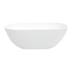 Maykke - Barnet Oval Freestanding Acrylic Bathtub, White, 61" - Bathtubs