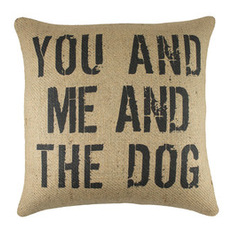 The Watson Shop - "You and Me and the Dog" Burlap Pillow, Black - Decorative Pillows