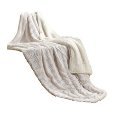 Tache Home Fashion - Faux Fur Sherpa Throw, Ivory, 63"x87" - Throws