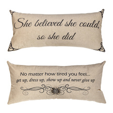 Evelyn Hope Collection - "She Believed" Double-Sided Pillow - Decorative Pillows