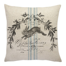 The Watson Shop - French Bunny Linen Throw Pillow - Decorative Pillows