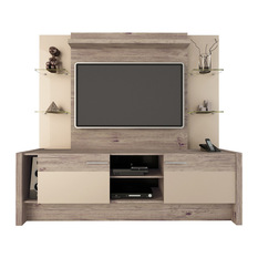 Manhattan Comfort - 2-Shelf Entertainment Center, Nature and Nude - Entertainment Centers And Tv Stands