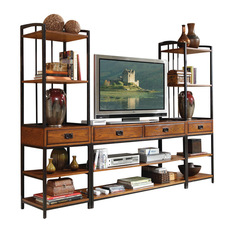 Home Styles - 3-Piece Entertainment Center, Distressed Oak - Entertainment Centers And Tv Stands