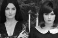 In <i>The Addams Family</i>: from left, Uncle Fester (Tim Stiles), Grandma (Barbara Denham), Morticia (Lainie Hart), ...