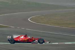 Sebastian Vettel steers the new Ferrari Formula One SF70H racer at the Ferrari Fiorano private test track in Maranello, Italy, Friday, Feb. 24, 2017.