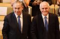 Benjamin Netanyahu visits The Central Synagogue in Bondi Junction with Malcolm Turnbull.