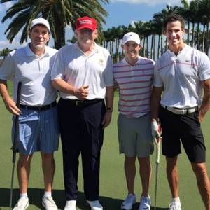 From left: ClearSports CEO Garry Singer, US President Donald Trump, Rory McIlroy and ex-baseball player Paul O’Neill on the course in Florida