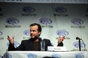 Bill Paxton speaking at the 2014 WonderCon, for "Edge of Tomorrow", at the Anaheim Convention Center in Anaheim, California.