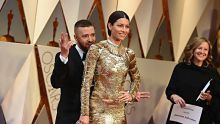 Justin Timberlake, left, and Jessica Biel arrive at the Oscars on Sunday, Feb. 26, 2017, at the Dolby Theatre in Los ...