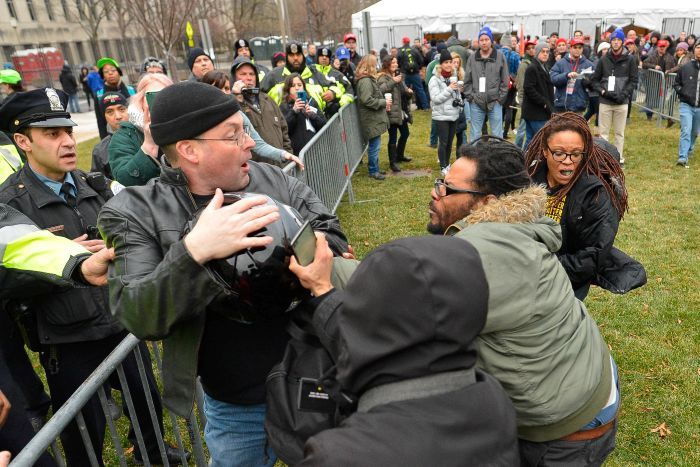 Protesters outside the inauguration