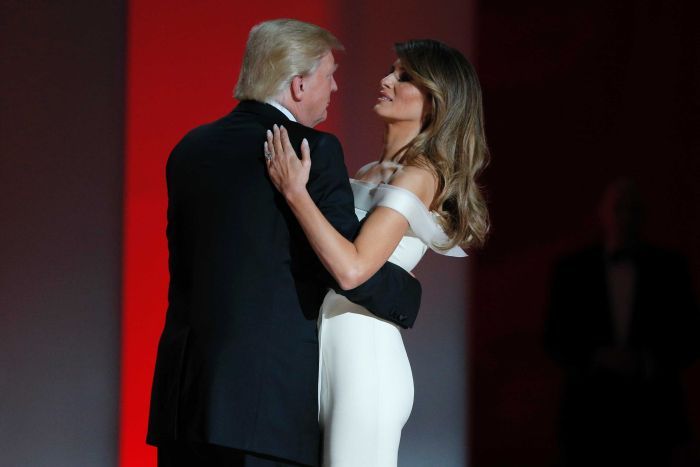 Donald and Melania Trump dance at inaugural ball