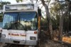 An old bus serves as the training centre for the eight Venturers learning about amateur radio.