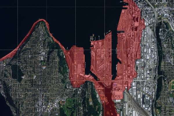 This is a map of the extent of a tsunami caused by a major subduction zone earthquake. The edge of the coloration is where the water depth reaches zero because of the land elevation and dissipation of the wave energy. The map was created to help design engineers get an initial understanding of what areas should be prepared for a major tsunami. Specific building requirements are given by the new building code standard ASCE 7-16 for such threatened areas developed by the American Society of Civil Engineers.