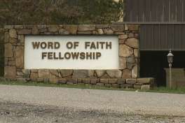 This 2016 image from video shows the entrance to the Word of Faith Fellowship church in Spindale, N.C. Newcomers to the Word of Faith Fellowship live by a list of strict rules for daily life, which sect leader Jane Whaley says God revealed to her, former members say.