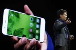 Chief executive officer of consumer devices division for Huawei Technologies Co. Richard Yu presents the new phone Huawei P10 Plus before the Mobile World Congress in Barcelona, Spain, Sunday, Feb. 26, 2017. The Mobile World Congress will be held 27 Feb. to 2 March.