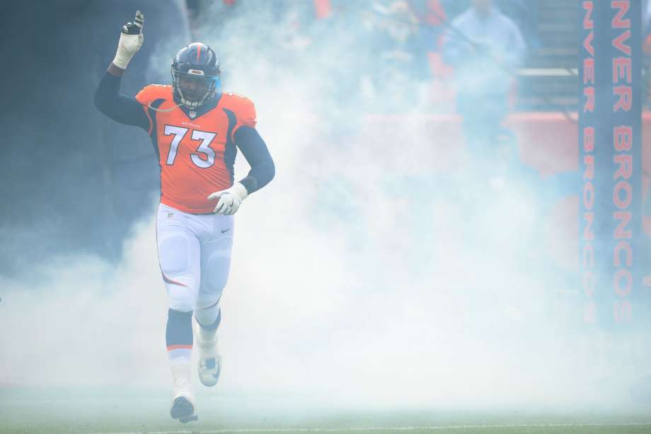 Offensive tackle Russell Okung of the Denver Broncos is introduced to the game against the Oakland Raiders at Sports Authority Field at Mile High on January 1, 2017 in Denver, Colorado. (Photo by Dustin Bradford/Getty Images) Photo: Dustin Bradford/Getty Images